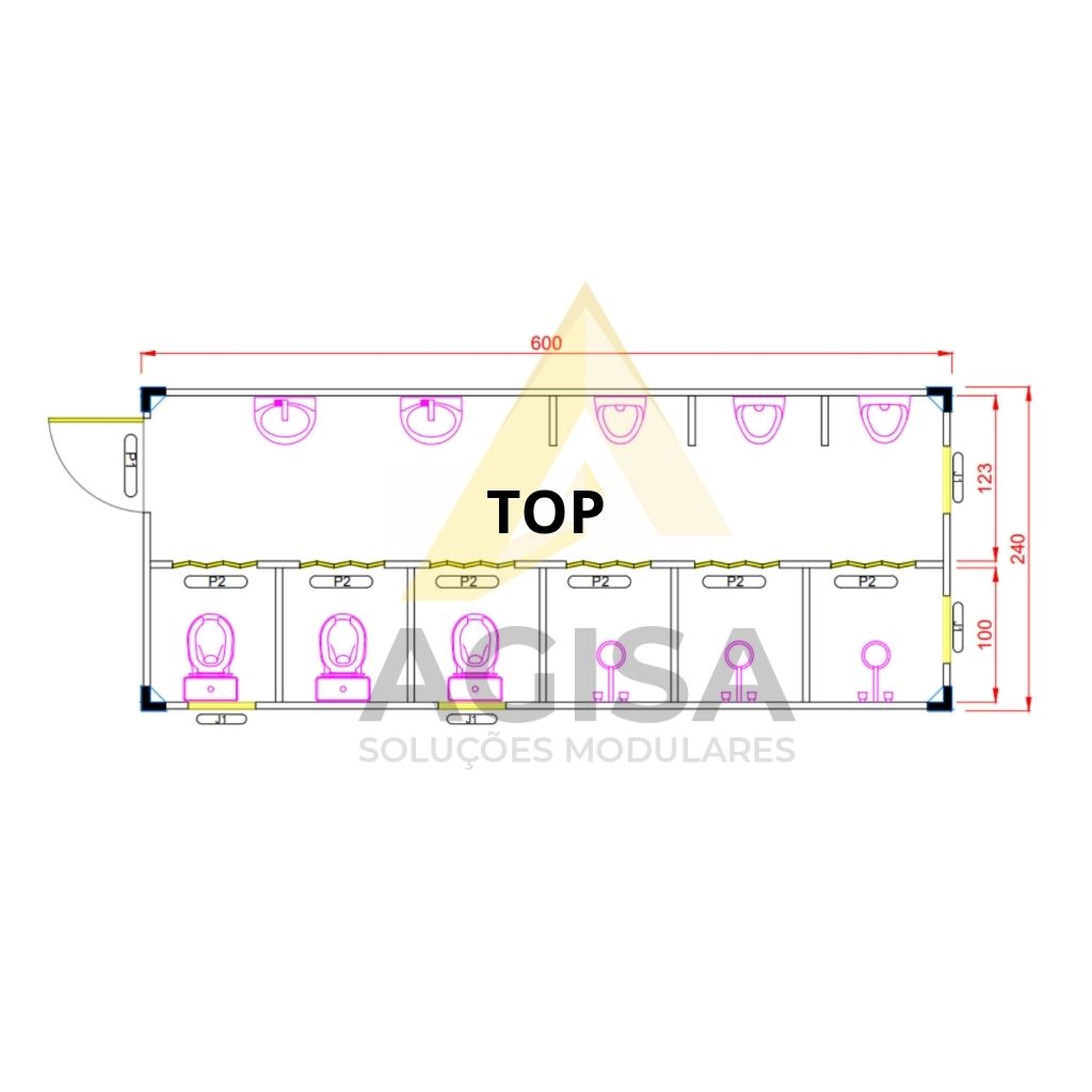 Container banheiro modular disponível para aluguel — ideal para obras e eventos.