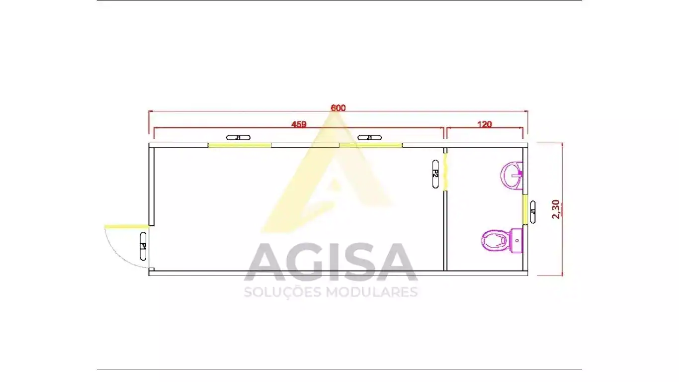 Locação de escritório container para obra com banheiro — AGISA Soluções Modulares
